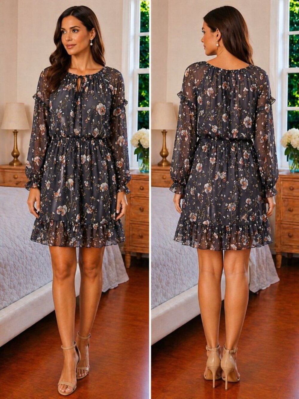 Ulla Johnson Dakota Mini Dress in Navy Silk Midnight $475